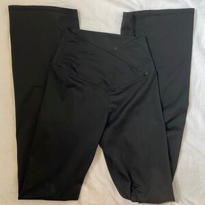 Black crossover flare leggings
